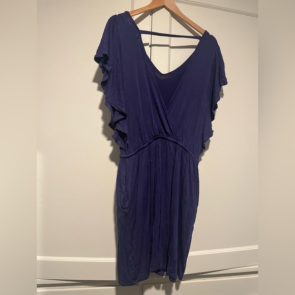 Cherish Navy Jersey Flutter Sleeve Tie Waist Dress - Picture 2 of 5